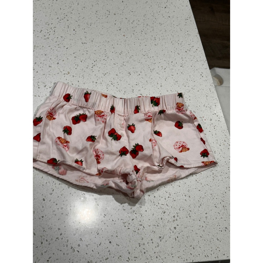 Strawberry Shortcake Pink Character Print Pajama Shorts Kids XS Elastic Waist